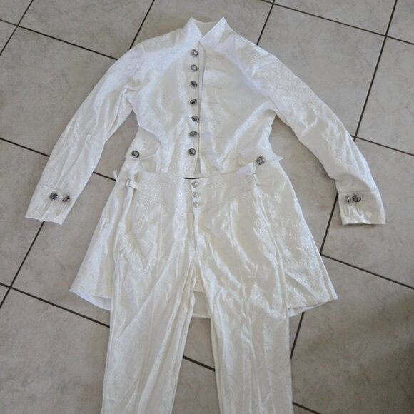 Mens Steampunk Victorian Gothic Costume Jacket Pants Set M – Pirate Tailcoat - Picture 1 of 16